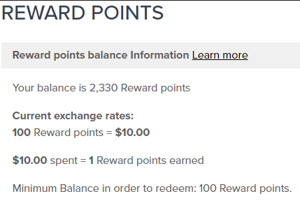 My Reward Point Information